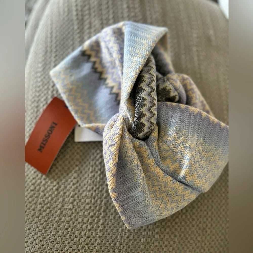 Missoni Zigzag Knit Head Scarf - Blue Multicolor - NWT - Picture 4 of 10